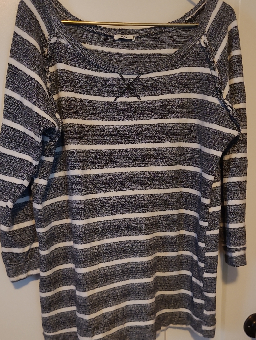 Casual Striped Black& White Sweatshirt Top - Egs